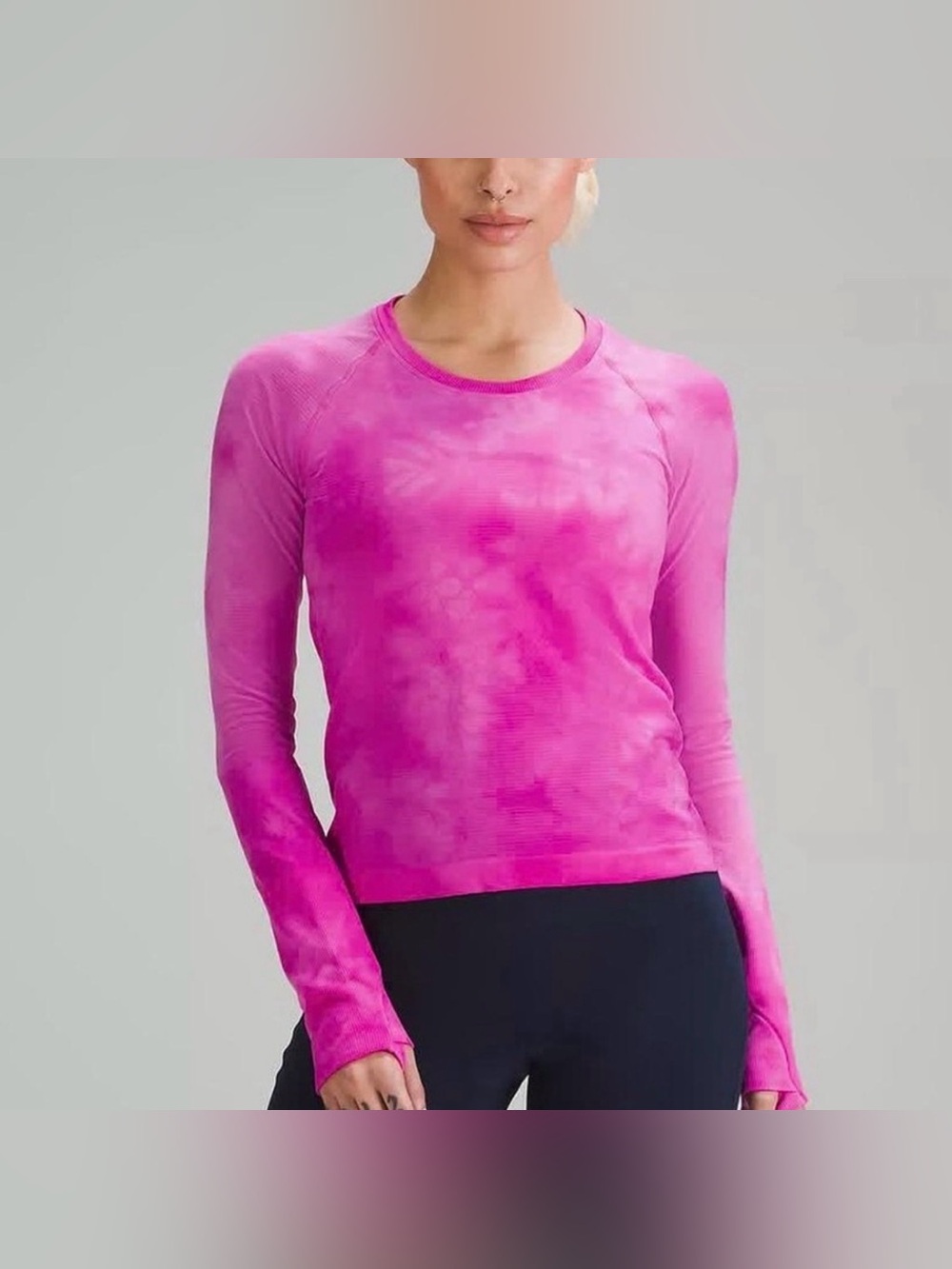 Lululemon Swiftly Long Sleeve Race Length Top Size 6 Pink Tie Dye
